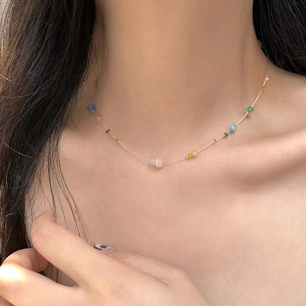 Korean Girls Lifestyle - Delicate Alloy Korean Style Necklace Colorful