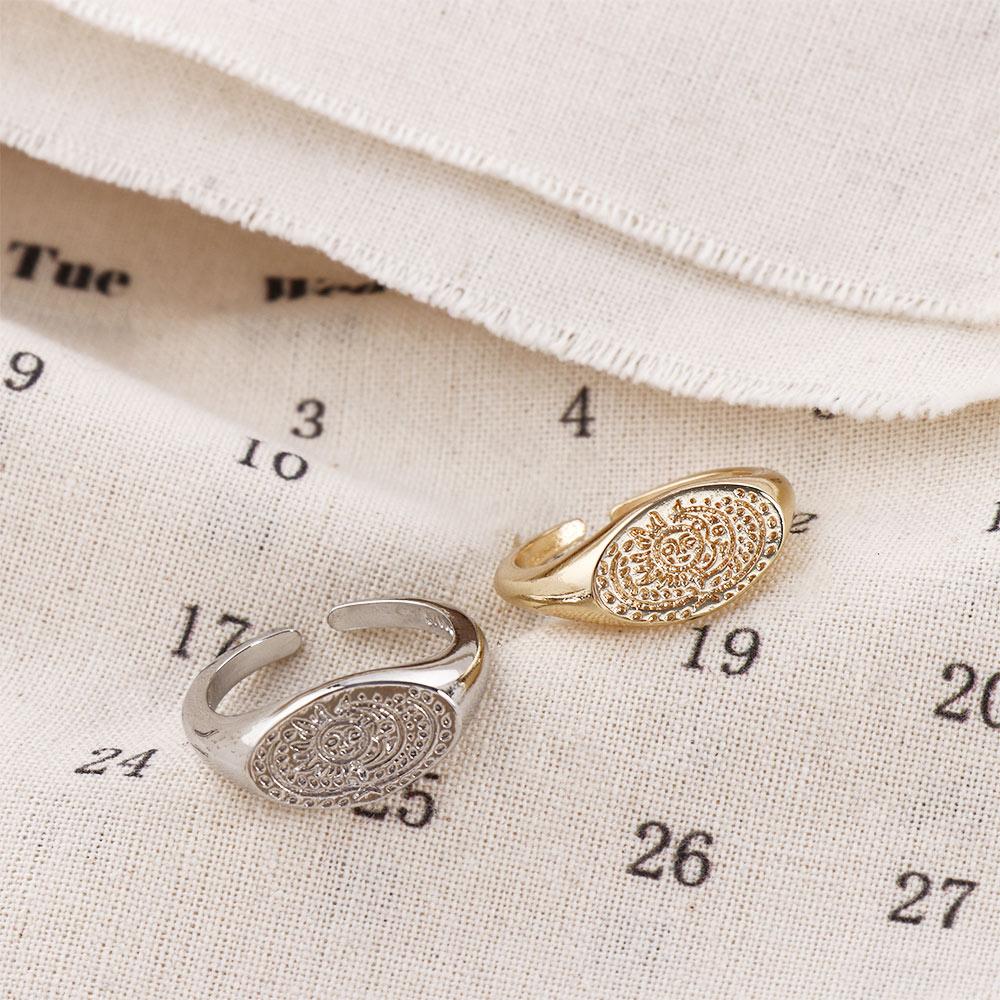 Minimalist Sun Moon Pattern Ri - Korean Women Lifestyle 리뷰 및 가격
