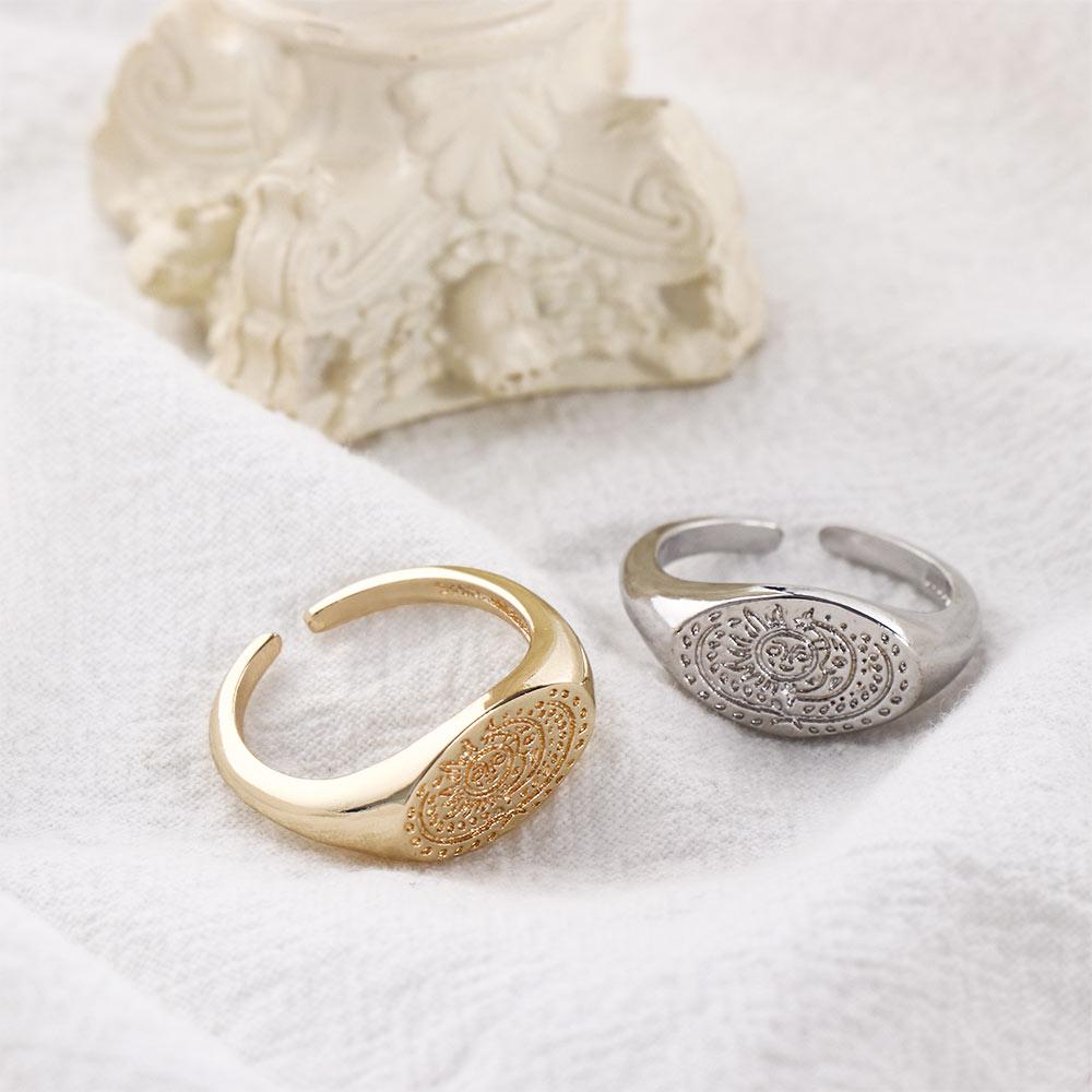 Minimalist Sun Moon Pattern Ri - Korean Women Lifestyle 리뷰 및 가격