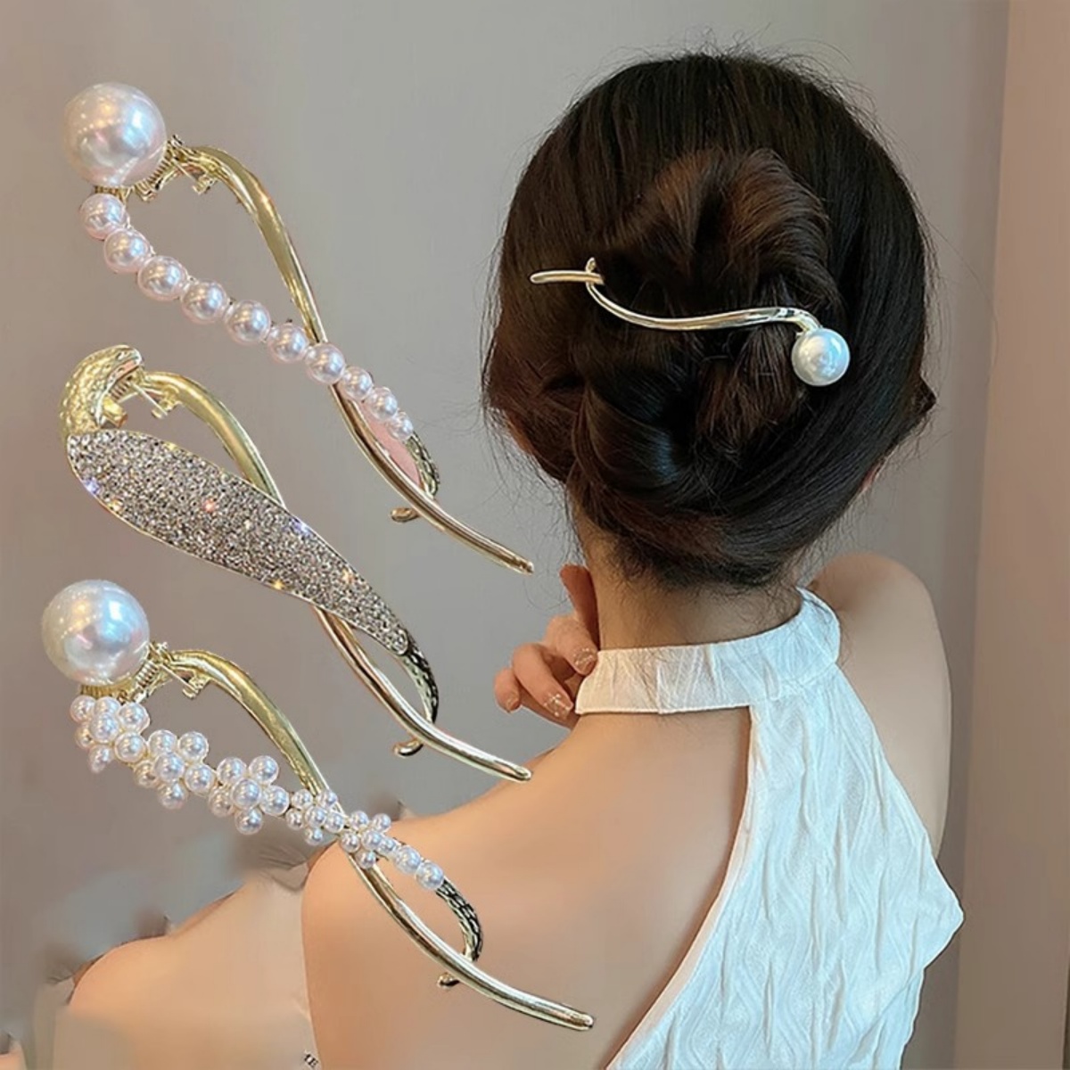 Elegant Glitter Pearl Hair Cli - Korean Women Lifestyle 리뷰 및 가격